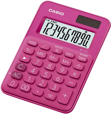 Immagine prodotto di Calcolatrice da tavolo Casio® MS-7UC-RD MS-7 - alimentazione a energia solare/batteria, 10 cifre, display LC, rosso