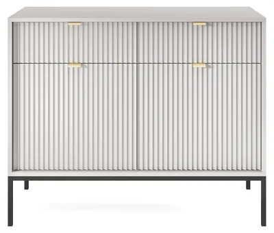 Produktbild von Möbae Lumina KSZ104 Kommode Grau 104 cm – Sideboard modern, 2 Schubladen, 2 Türen, Stauraum, schwarze Beine