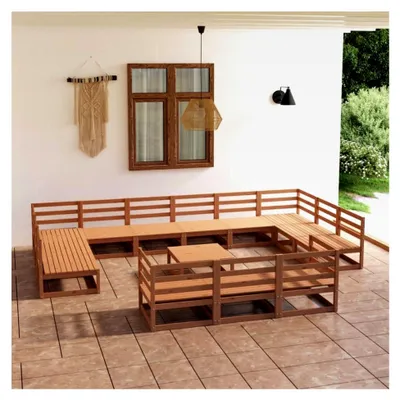 Produktbild von 14-teiliges Lounge-Set für den Garten aus massivem Kiefernholz