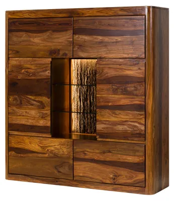 Produktbild von MASSIVMOEBEL24 Highboard Sheesham 145x40x153 walnuss gewachst TORONTO LUX #279