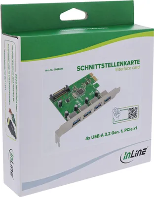 Immagine prodotto di Scheda di interfaccia InLine®, 4x USB-A 3.2 Gen. 1, PCIe x1