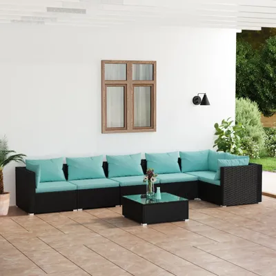 Produktbild von Möbel 7-tlg. Garten-Lounge-Set mit Kissen Poly Rattan Schwarz - Gartenmöbelgarnituren 3101721