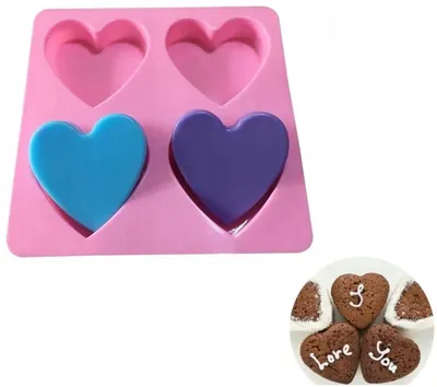 Produktbild von Kamille Silikonform Herz 4 Muffins Monoporciones
