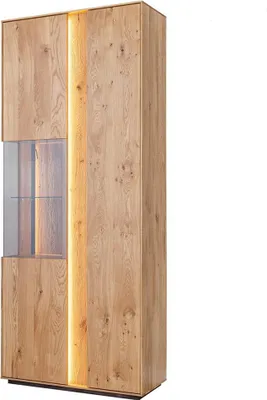 Produktbild von Wohnzimmer Braune Holzvitrine LED-Vitrine Holz Schrank Glasschrank Neu