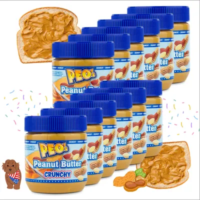 Produktbild von PEO's Peanut Butter 12 x 350g Erdnussbutter Crunchy aus gerösteten Erdnusskernen