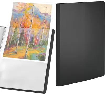 Produktbild von ACROPAQ Präsentationsmappe - Hochkapazitative schwarze Präsentationsmappe im A4-Format mit 40 Taschen - Strapazierfähiges Polypropylen