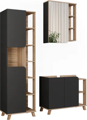 Produktbild von Badmöbel-Set Vicco Karen Sonoma/Anthrazit 3 Teile, Model 55415