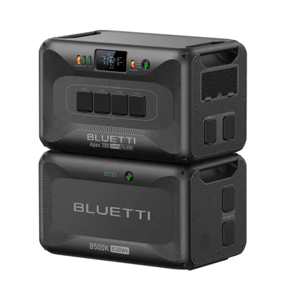 Image de Générateur solaire BLUETTI Apex 300 & B500K, batterie de secours LFP de 2764,8 Wh avec batterie d'extension de 5120 Wh pour la maison, les camping-cars et les situations d'urgence