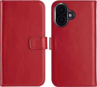 Immagine prodotto di Selencia Custodia a libro in vera pelle per iPhone 16 Plus - Rosso