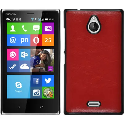 Produktbild von PhoneNatic Case kompatibel mit  Nokia X2 - Hülle rot Lederoptik Hard-case + 2 Schutzfolien