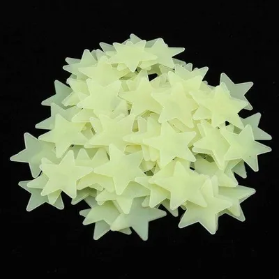 Obrázok produktu pre Svetelné hviezdy, zelené, samolepky na stenu, dekorácia do detskej izby, 100 kusov, ekologické, 3 cm