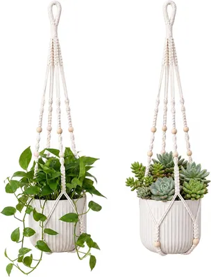Produktbild von Set mit 2 Pflanzenhängern, 90 cm, Blumentopfhalter aus Baumwolle