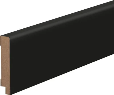 Produktbild von PROVISTON | Sockelleiste | MDF Foliert | Abgerundetes Profil | 16 x 100 x 2500 mm | Schwarz | Fußleiste | Hochwertig