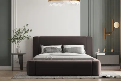 Produktbild von Polsterbett OLAF 140 x 200  mit Matratze, Bettkasten und Lattenrost. Farbe: Dunkelbraun