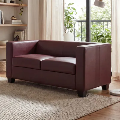 Immagine prodotto di divano a 2 posti divano salotto Lille ~ Similcuoio, rosso-marrone