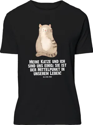 Produktbild von Mr. & Mrs. Panda Größe XL T-Shirt Katze Sitzen - Schwarz - Geschenk, Shirt, Cats, mit Spruch, Cat, Herz, Katzen, Tshirt