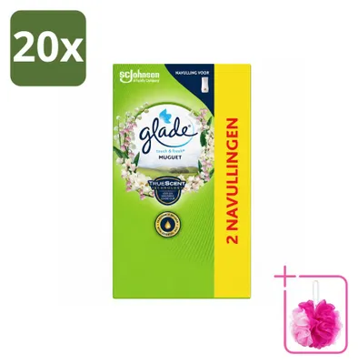 Imagen del producto de 20 recambios para ambientador Glade Touch & Fresh, aroma "Campanilla", 10 ml cada uno, pack ahorro, 20 unidades
