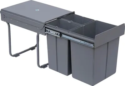 Obrázek produktu pro Kuchyňský odpadkový koš/koš na odpadky - třícestný odpadkový koš - třídění odpadu - 48 x 34,2 x 41,8 cm - šedý