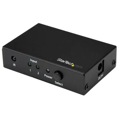 Produktbild von StarTech.com 2 Port HDMI Switch - 4K 60Hz, HDMI, Schwarz, 60 Hz, 1280 x 720 (HD 720), 1920 x 1080 (HD 1080), 1920 x 1200 (WUXGA), 2560 x 1600 (WQXGA), 3840 x 2160, Leistung, 3840 x 2160 Pixel