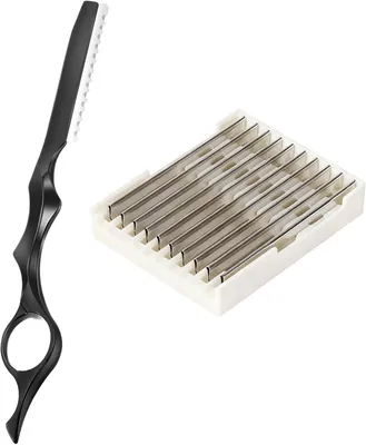 Imagen del producto de Cortapelos, tijeras para peluquería con 10 cuchillas de repuesto para barba y cabello, para uso doméstico