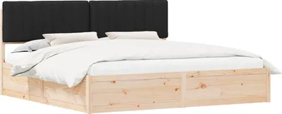 Obrázek produktu pro Rám postele s čalouněným čelem s čelo Černá 200 x 200 cm