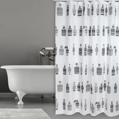Immagine prodotto di Cotexsa by MSV Tenda da doccia in tessuto premium antimuffa - Antibatterica, lavabile, 100% impermeabile, con 12 anelli per tenda da doccia - Poliestere, "Profumo" Bianco 180x200cm - Spain