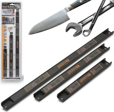 Obrázok produktu pre sada 3 kusov - Držiak na náradie do kôlne/garáže - Magnet - Magnetická lišta na odkladanie náradia alebo nožov
