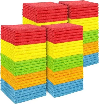 Produktbild von Famanu Mikrofasertücher 100 Stück - Multifunktionale, plüschfreie Reinigungstücher, 30 x 30 cm