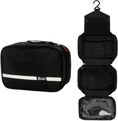 Imagen del producto de Estuche de aseo colgante, multifuncional, de 24x10x15 cm, con 4 compartimentos, ideal para viajes