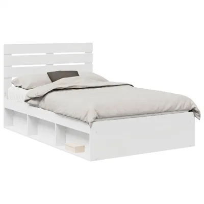 Obrázok produktu pre vidaXL Rám postele s čelom biely 120 x 200 cm z masívneho borovicového dreva