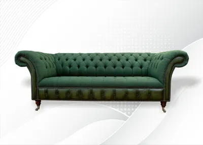 Produktbild von Chesterfield 3 Sitzer Dunkelgrün Wohnzimmer Design Couchen Polster Sofa Textil