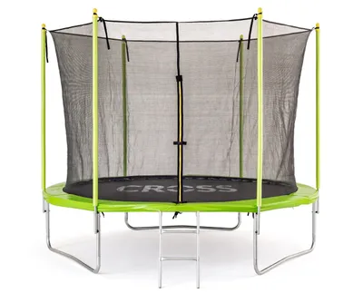 Produktbild von Trampolína CROSS se sítí a žebříkem, zelenočerná, 306x306x250cm
