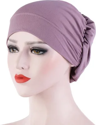 Produktbild von Frauen kleine einfarbige weiche geknotete Nachtschlafmütze Bonnet Chemo Hut Abdeckung
