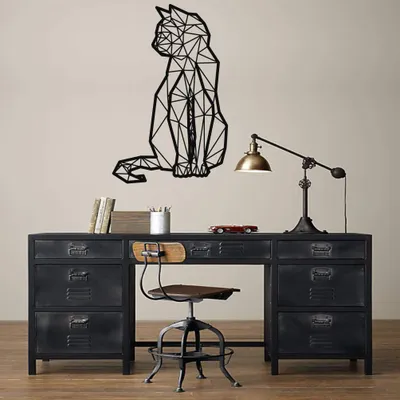 Produktbild von Geometric Cat Metal Wall Art Metal Cat Decor Wall Silhouette Metal Wall Decor Home Decoration Living Room Decor (12" W x 18" H / 31x46 cm) – 23" W x 36" H / 58x91 cm