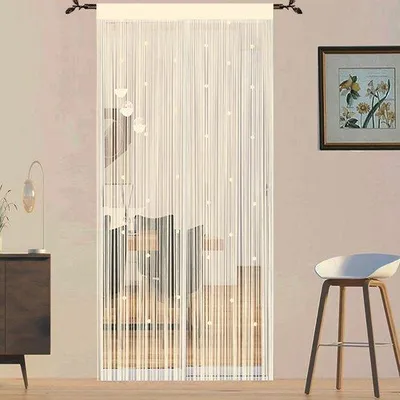 Productafbeelding van Unyqoos® Insectenwerend gordijn met decoratieve kralen, champagnekleur, 90 x 245 cm, 1 paneel – Vliegenhor voor deuren, binnen en buiten