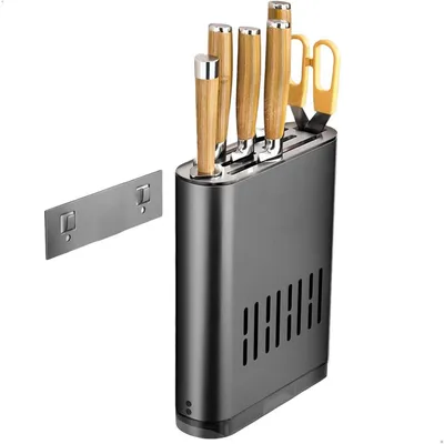 Produktbild von Messerblock Leer Wandmontage Anthrazit Grau Aluminium mit Tropfschale