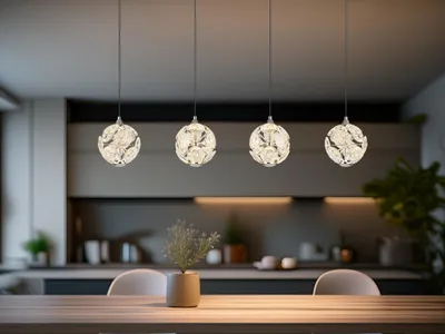 Produktbild von Globo Lighting Hängeleuchte Metall verchromt, K9 Kristalle klar, Kabel PVC schwarz, Höhe kürzbar, LxBxH: 930x150x1500mm, inkl. LED 32W 230V, 3600lm Source, 2400lm Output, 3000K