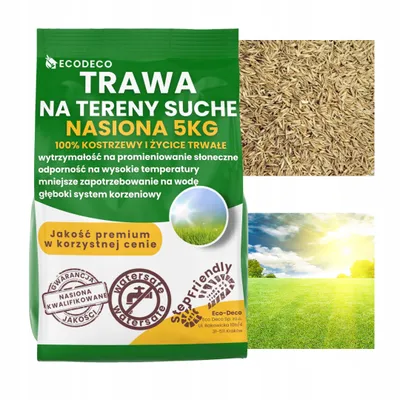Zdjęcie produktu dla Nasiona mieszanki traw odpornej na suszę o szybkim kiełkowaniu, 5 kg na 200 m² – nasiona traw odporne na suszę, przeznaczone na nasłonecznione powierzchnie – dosiew wiosną, trawa samoodnawiająca się