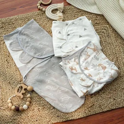 Productafbeelding van Ibenzoa® Biologische katoenen baby slaapzakken, set van 3 – 100% gecertificeerd biologisch katoen, Standard 100, geschikt voor 0-3 maanden, uniseks, ademend