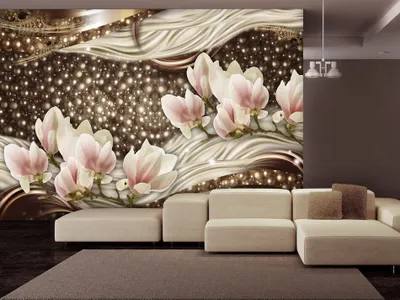 Produktbild von Vlies Fototapete 400x280 cm Tapeten Wandtapete XXL Blumen Magnolien Perlen Abstrakt b-A-0256-a-b