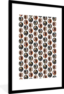 Produktbild von MuchoWow® MuchoWow® Gerahmtes Poster Mädchen mit Perlenohrring - Farben - Muster 60x90 cm - Poster mit zchwarzem Bilderrahmen - Dekoration - Wandposter Wohnzimmer - Hochwertig