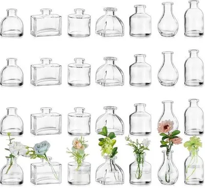 Produktbild von Kleine Glasvase Dekoration 28-teilig für Tischdeko, Mini-Vasen für Blumen