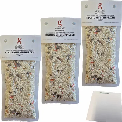 Produktbild von Gisellas Bottega Risotto mit Steinpilzen 3er Pack (3x200g Packung) + usy Block