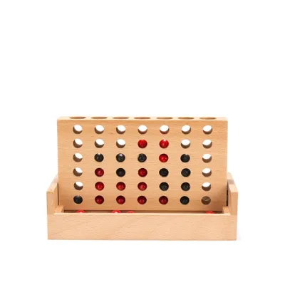 Produktbild von 4-auf-1-Reihen-Spiel klassisch Holz braun/rot/schwarz