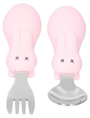 Produktbild von Baby Gabel Löffel Set Edelstahl Kleinkind Fütterung Utensilien Löffel Gabeln Geschirr SetRosa