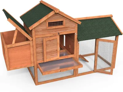 Productafbeelding van Kippenhok met ren - Huisdierverblijf buiten - Kleine dieren houden - Nestkast met buitentoegang