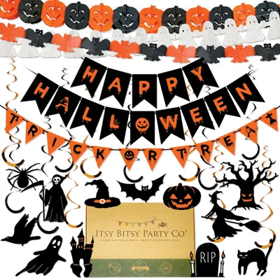 Halloween-Dekoset: Banner, Girlanden & Streamer, 17-tlg., Papier