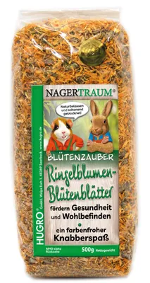 Produktbild von HUGRO Nagertraum Ringelblumenblüten MAXI | Einzelfuttermittel für alle Nager und Kaninchen | 100 % Ringelblumenblüten | 500 g