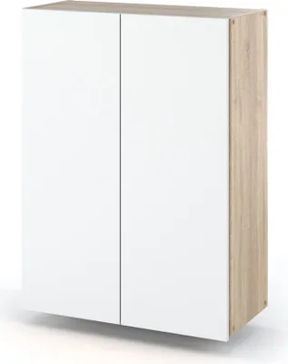 Zdjęcie produktu dla Szafka Łazienkowa Wisząca Nad Umywalkę 60Cm Głęboka Dąb Sonoma Biały Mat