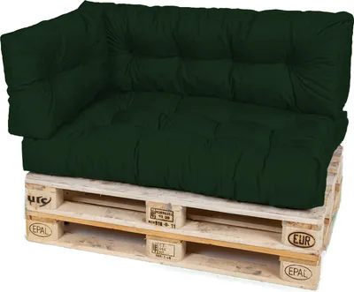 Produktbild von TexDeko Garden Palettenkissen 120x80x18cm wasserabweisend gesteppt Sitzauflage für Europaletten, UV-beständig (3-TLG Set, Dunkelgrün)